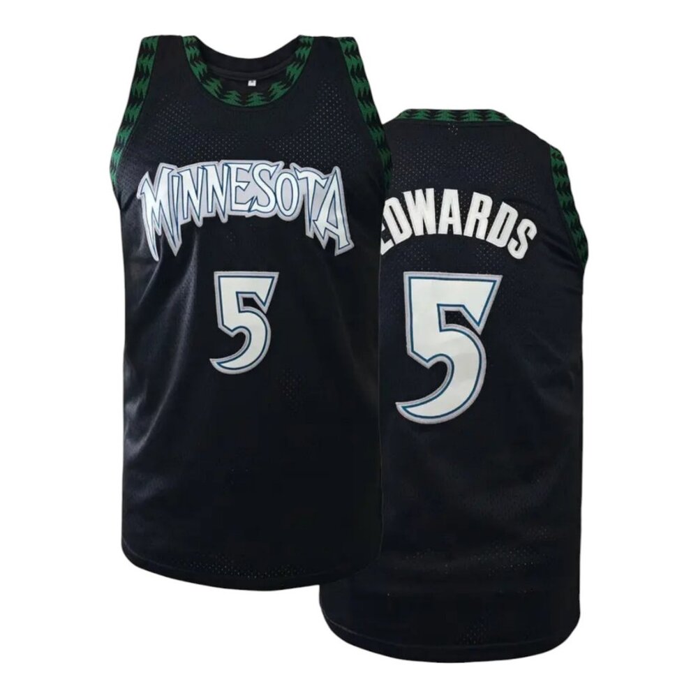 Anthony Edwards men’s Minnesota timberwolves Jersey black - #5 throwback